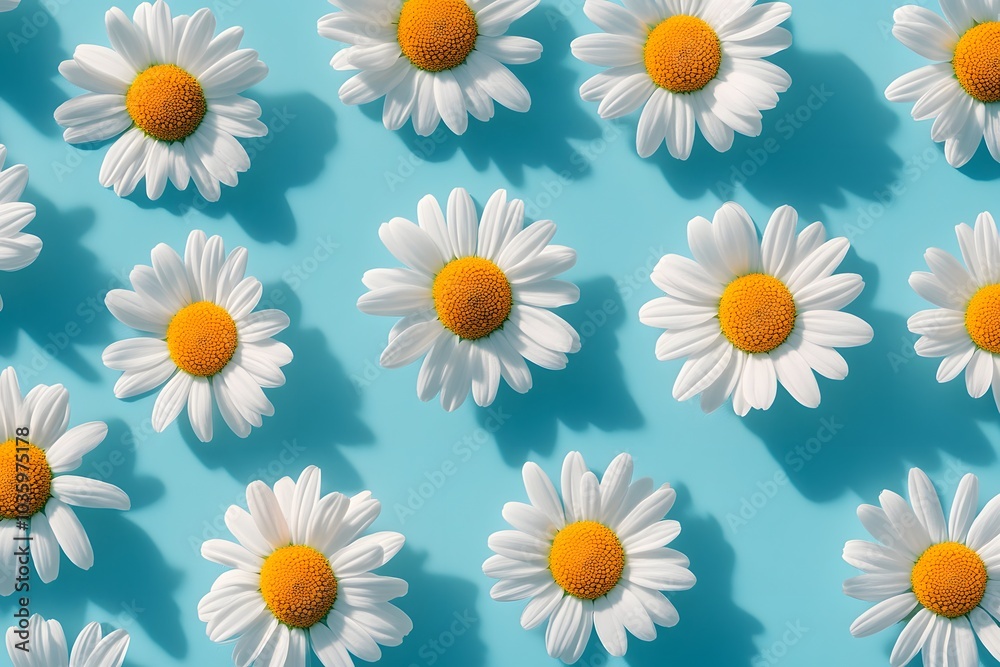 Obraz premium Daisy pattern on turquoise background