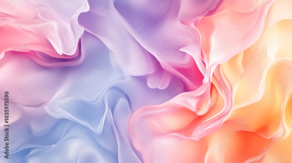 Fototapeta premium This modern abstract background features a blend of pastel colors and fluid shapes, perfect for creative projects