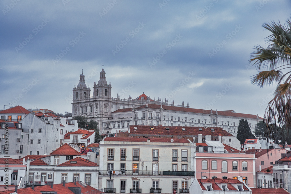 Scenic View of Lisbon Old Town with Red Rooftops Scenic View of Lisbon Old Town with Red Rooftops