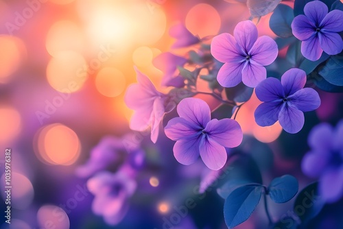 Soft floral background at sunset