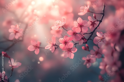 Blossoming cherry blossoms background