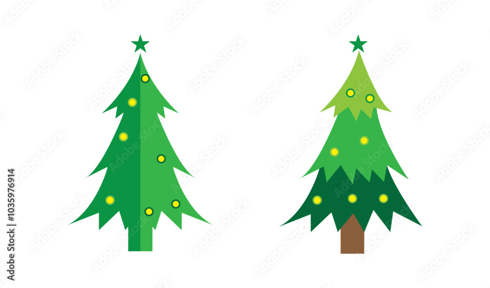 Fototapeta premium Christmas tree flat icon isolated on white background. Christmas tree vector illustration.
