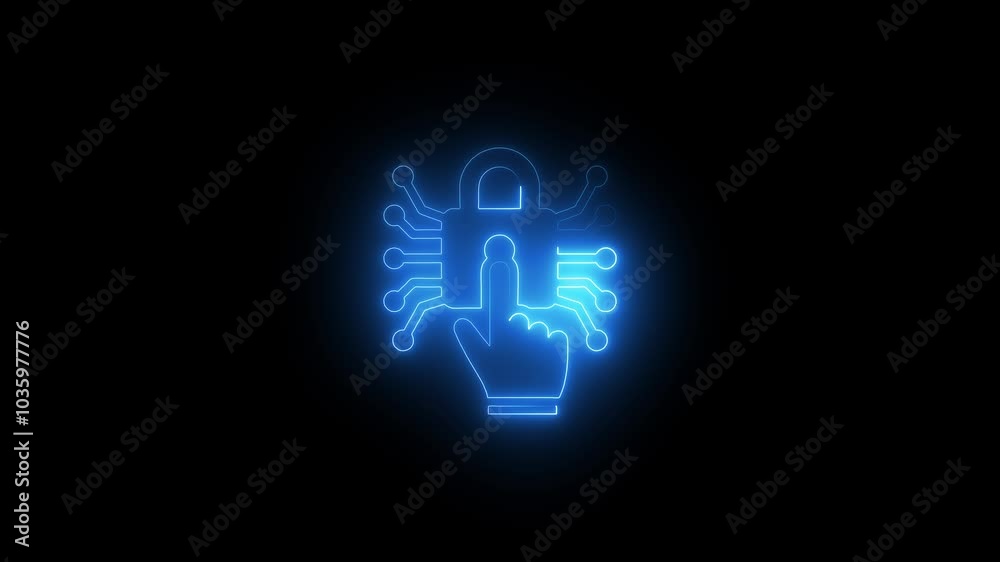 Neon Encryption access Glowing Outline Icon and Symbol Animation on Black Background. Neon Encryption access Glowing Outline Icon and Symbol Animation on Black Background.