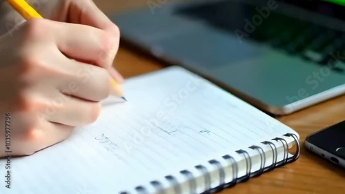 person writing on a notebook