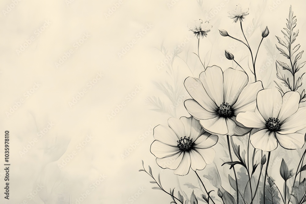 Naklejka premium Wild flowers illustrations