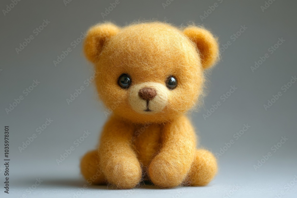 Adorable handmade bear sitting on light background Adorable handmade bear sitting on light background