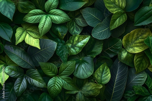 Green botanical leaves pattern
