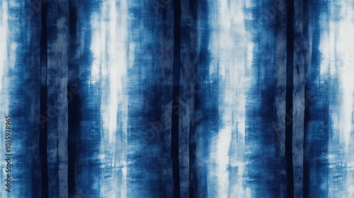 Abstract vertical tie dye indigo striped seamless pattern design photo