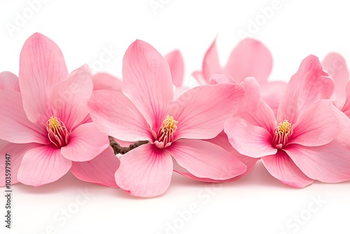 Magnolia blossoms on white background