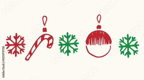 Doodles Christmas elements. Color vector items. Illustration with new year decor. Design for prints and cards. set of Christmas design element in doodle style. Collection of cute Christmas Characters 