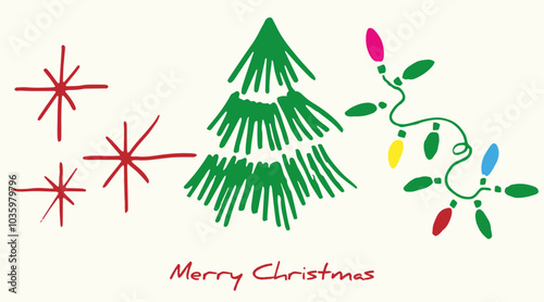 Doodles Christmas elements. Color vector items. Illustration with new year decor. Design for prints and cards. Set of Christmas design element in doodle style. Collection of cute Christmas Characters 