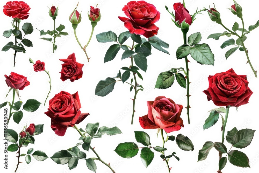 Collage of red roses on white background Collage of red roses on white background