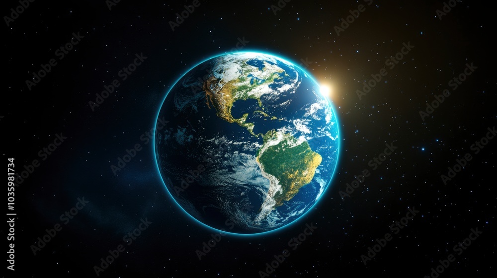 Earth From Space with Sun Rays Earth From Space with Sun Rays