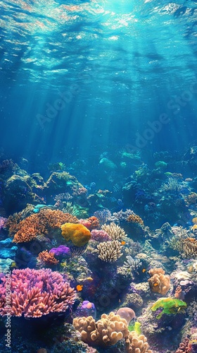 Vibrant Underwater Coral Reef with Tropical Fish