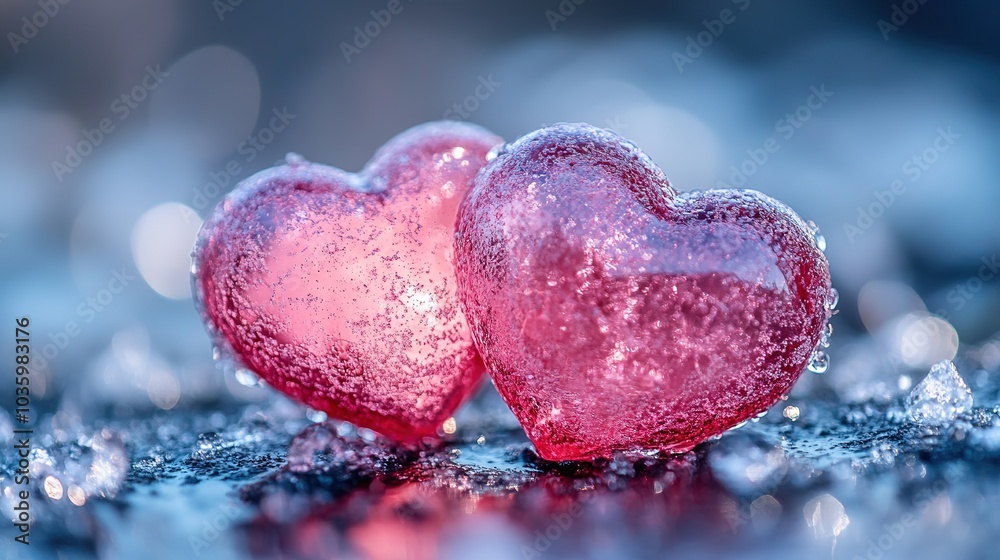 Fototapeta premium Valentines day background with transparent hearts. 