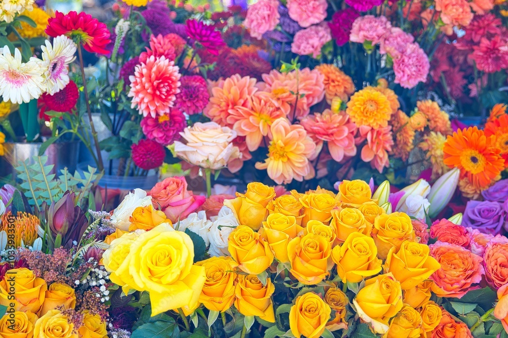 A cart full of flowers A cart full of flowers