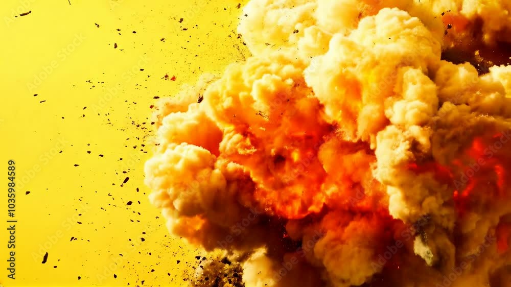 Dramatic Explosion Showcasing Energy and Chaos in Vivid Color