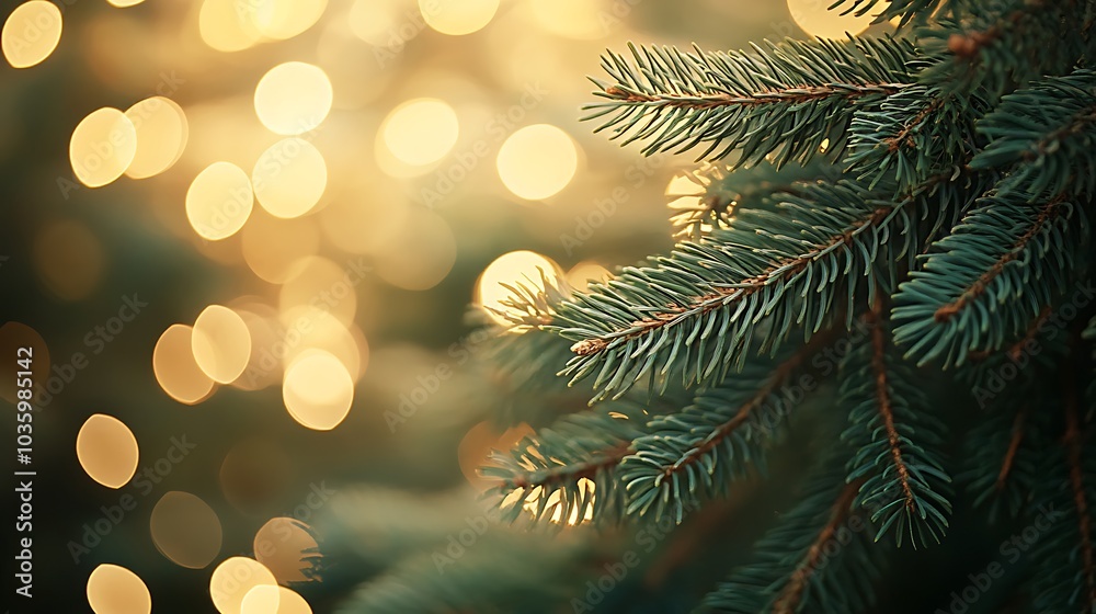 Festive Christmas Decorations and Glowing Lights in a Winter Wonderland