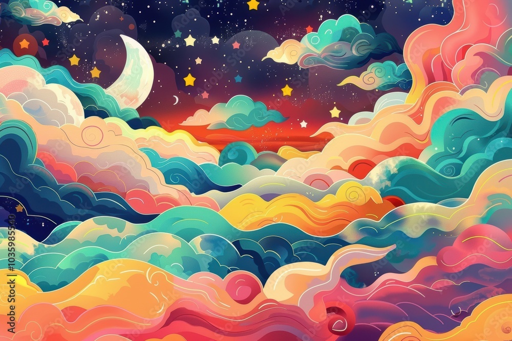 Cute abstract night background filled with soft hues and sparkling stars Cute abstract night background filled with soft hues and sparkling stars