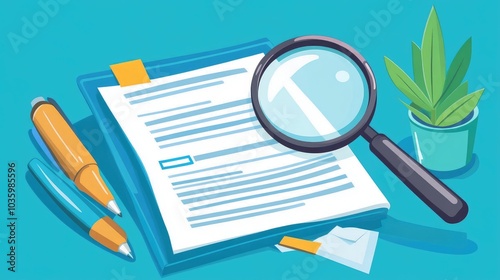 magnifying glass and document