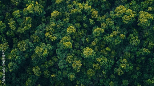 Aerial View of Lush Green Forest Canopy