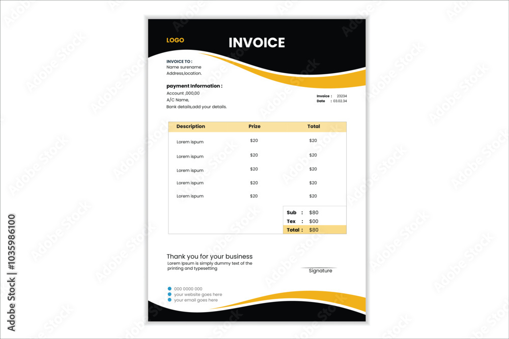Fototapeta Invoice Layout Template design two color.