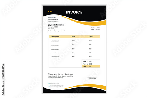 Invoice Layout Template design two color.