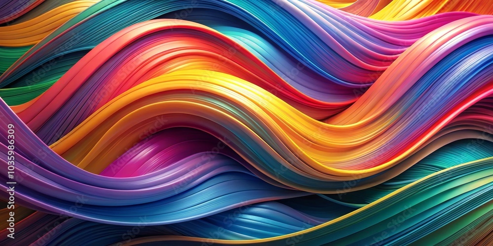 Abstract Wavy Lines of Color - 3D Render, digital art, abstract, vibrant Abstract Wavy Lines of Color - 3D Render, digital art, abstract, vibrant