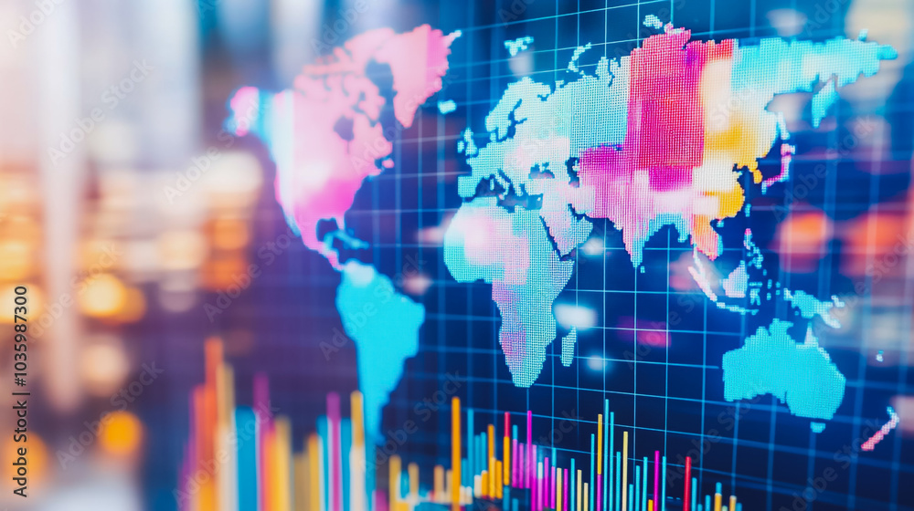 Obraz premium Abstract business smart city and charts and graphs with statistics to innovative analyze business potential and forecast future development of companies growth.