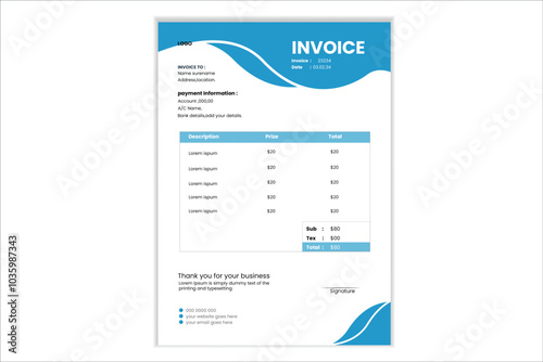 Invoice Layout Template design two color.