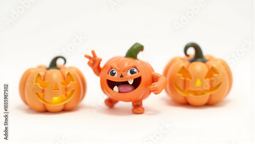 Halloween buttery pumpkin, 3D with cleand and solid orange and yellow background. photo