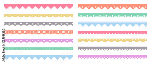 Happy Colorful Scalloped Paper Frame Or Border Divider Collection Isolated