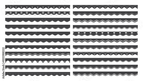 Scalloped Paper Frame Or Border Divider Collection Isolated