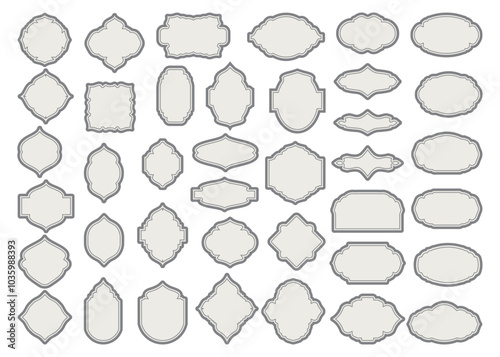 Vintage Label or Emblem Set for Jars or Bottles, Border or Frame Elements