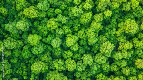 Aerial View of Dense Green Forest Canopy