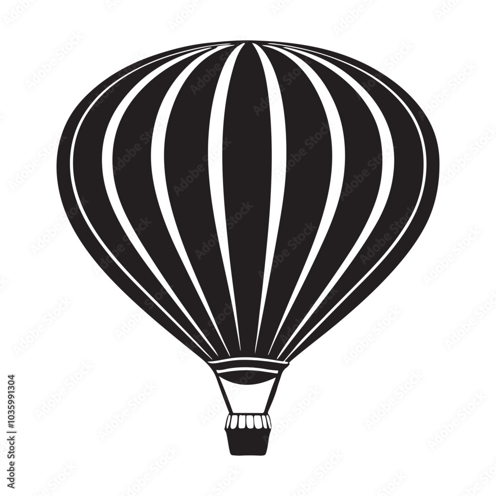 Fototapeta premium Hot air balloon in the sky silhouette vector art black color white background