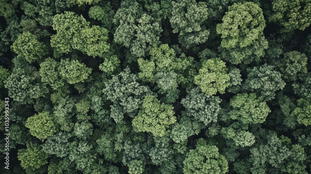 Naklejka premium Aerial View of Lush Green Forest Canopy