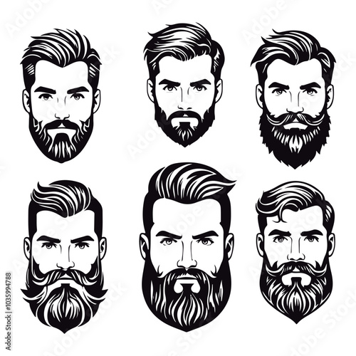 Vector mascot artwork of a bearded man. Logo of hair salon and barbershop. Concept for a  men's logo. Man with a lengthy beard and a taste for vintage art 
