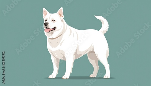 white dog animal  real or illustration vector art image, background solid color. ganarated by ai image. photo