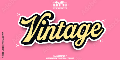 Vintage editable text effect, customizable retro and antique 3d font style