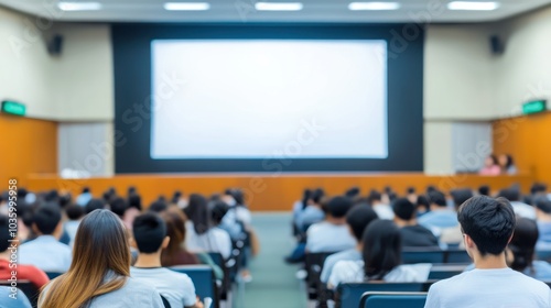 Abstract blur university lecture hall background stock photo. Education, Lecture Halls, Defocused.