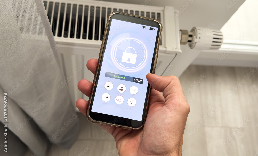 Application for managing connected thermostatic heads. The app indicates the name of each room with a thermostat, in French, such as the kitchen, bedroom... Application for managing connected thermostatic heads. The app indicates the name of each room with a thermostat, in French, such as the kitchen, bedroom...