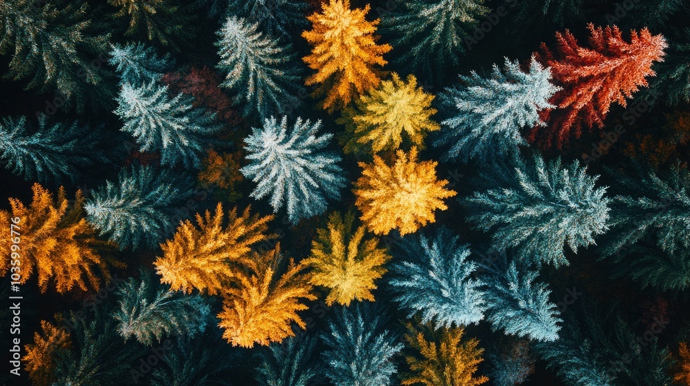 Aerial View of Colorful Autumn Trees Aerial View of Colorful Autumn Trees