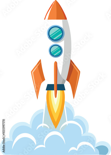 rocket launching vector cartoon start work success 