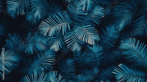 Lush Blue Palm Leaves Background