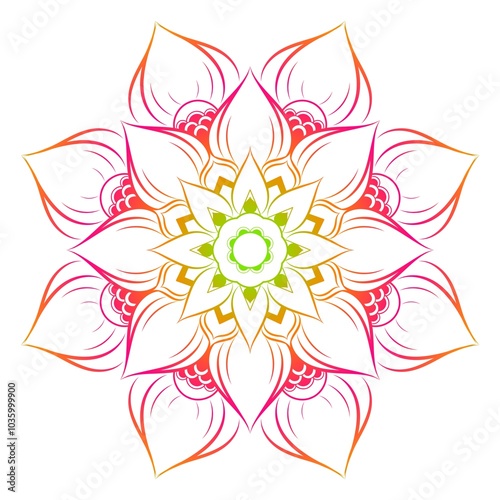 Colorful Mandala Pattern with Floral Elements Perfect for Coloring