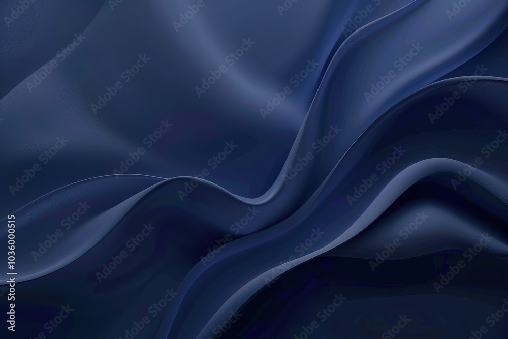 Abstract Dark Blue Draped Fabric with Smooth Wavy Lines Abstract Dark Blue Draped Fabric with Smooth Wavy Lines