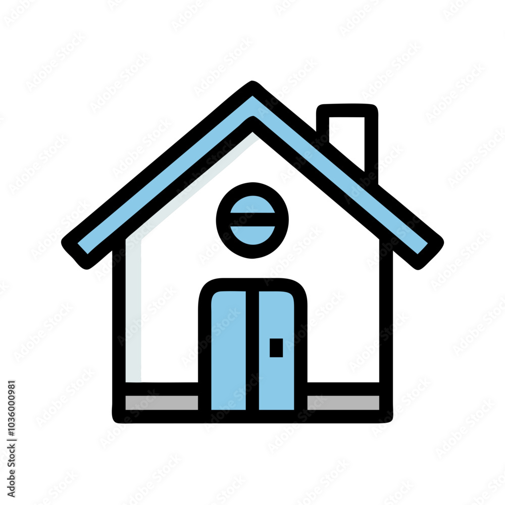 Home icon design with a minimalistic style in blue and white colors for real estate purposes Home icon design with a minimalistic style in blue and white colors for real estate purposes