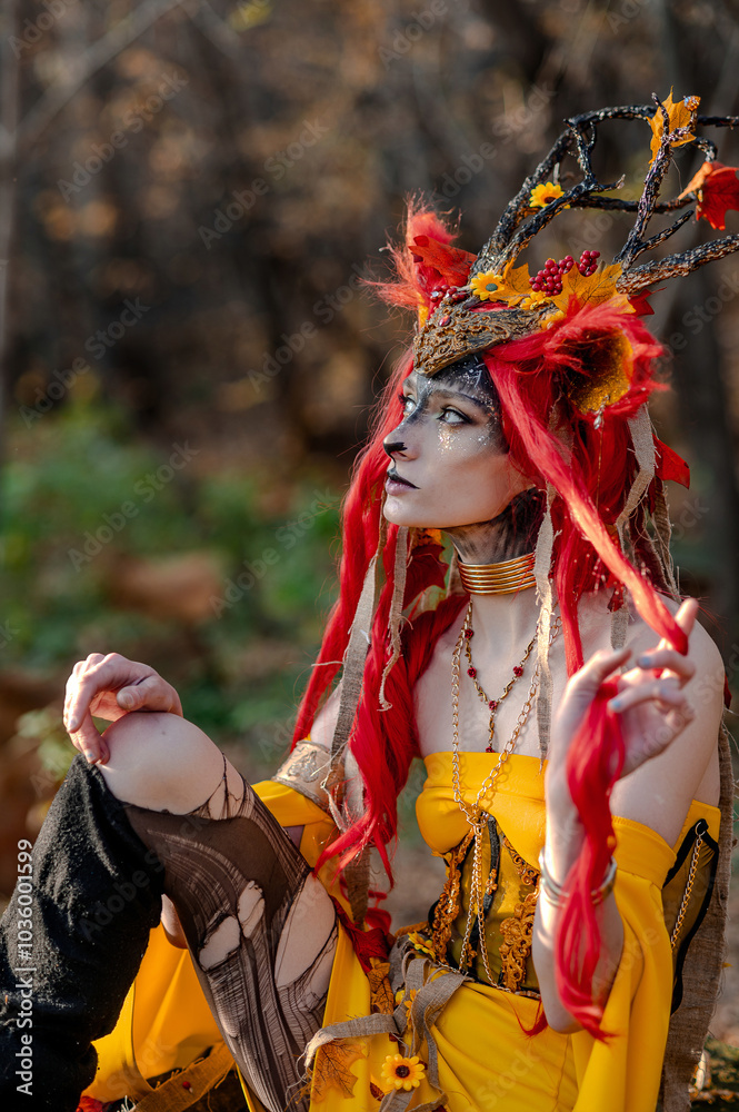 Deer girl in the autumn forest Deer girl in the autumn forest