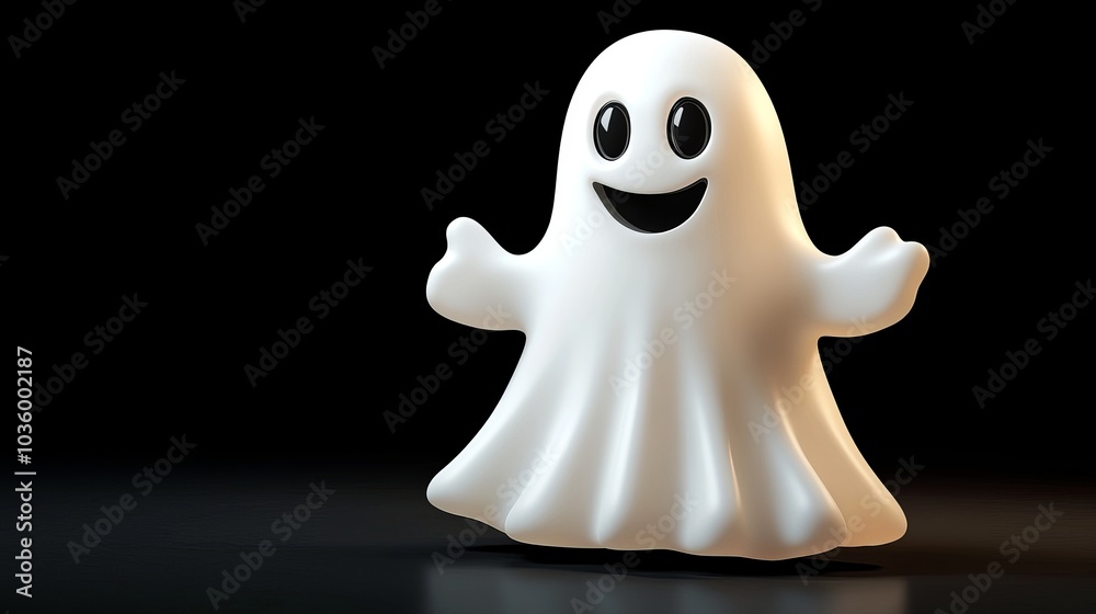 A white ghost is standing in front of a black background A white ghost is standing in front of a black background